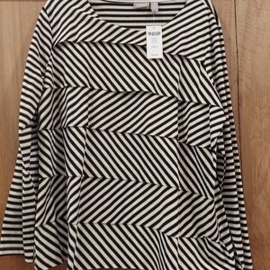 Chico's Black and White Striped Blouse